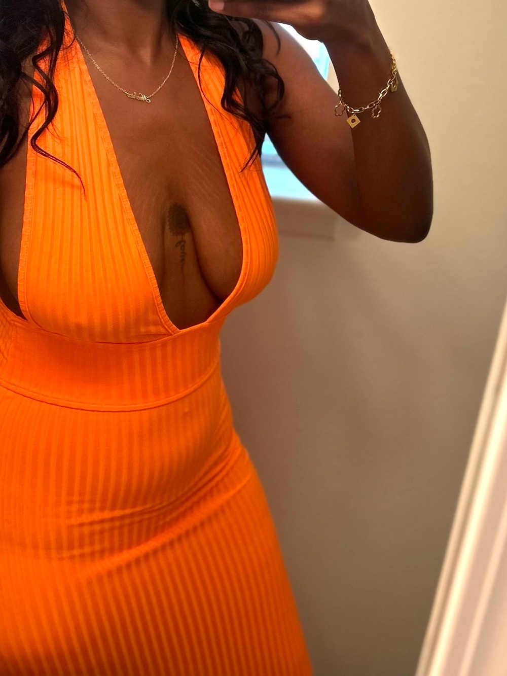 Ribbed Halter Maxi Dress in Vibrant Orange